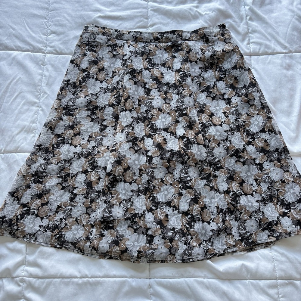 Vintage 90s Skirt Womens Large Gray Floral Feminine Dainty Fairy Cottagecore Y2K